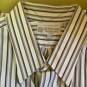 Men’s Dress Shirt. JP Tilford. 100% Cotton. Black/gray striped. 17-35
